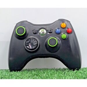 Microsoft Xbox 360 OEM Black Wireless Controller New Thumb Pads Tested & Works